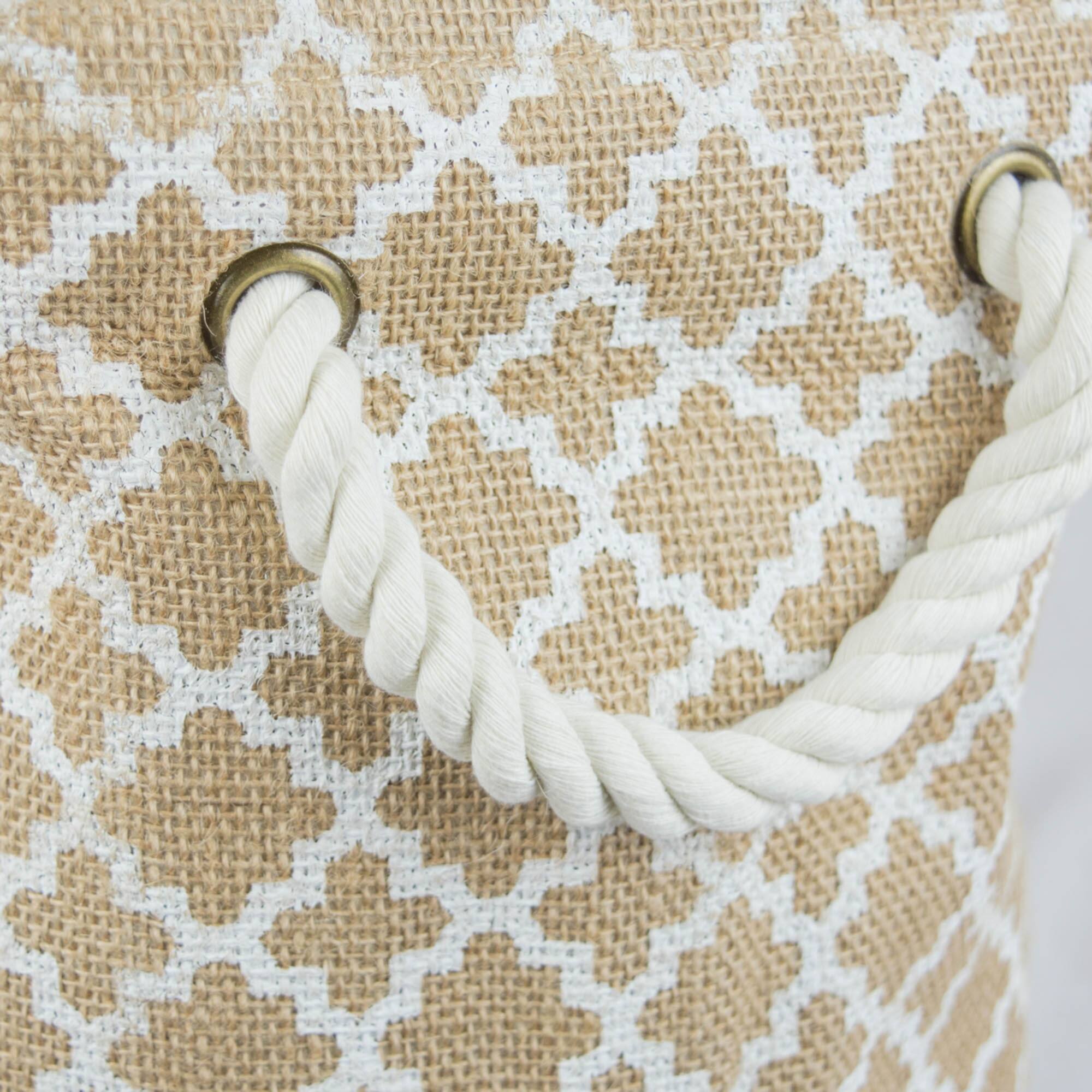 DII® 12" White Lattice Rectangle Burlap Bin
